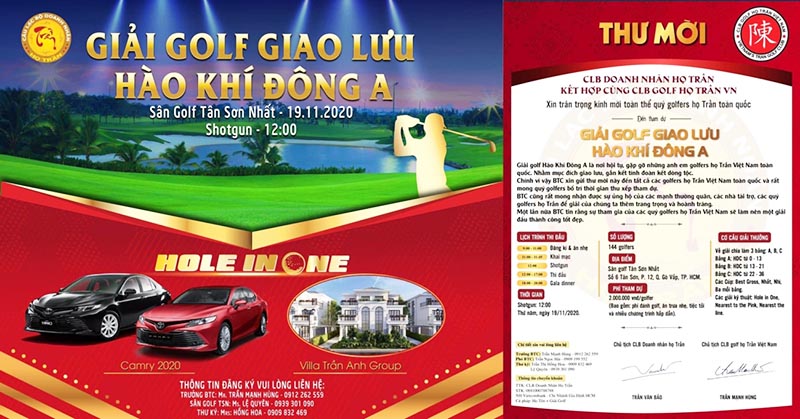 Thông tin giải golf giao lưu hào khí đông á